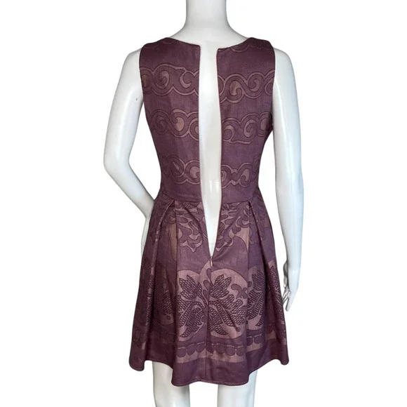 Altar'd State Dress Womens Small Purple Plum Scroll Print‎ Fit & Flare Feminine - Picture 5 of 9